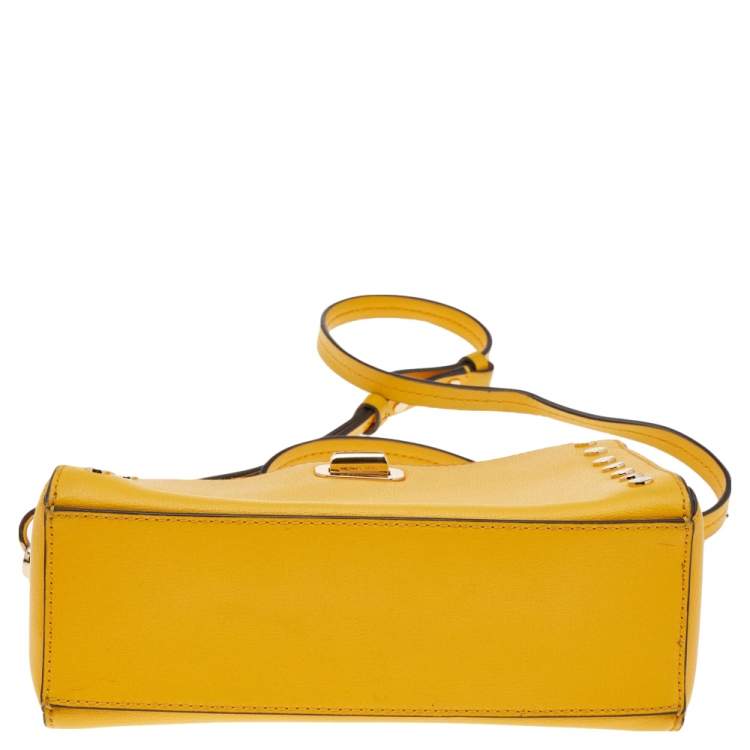 Pre Owned Michael Kors Yellow Leather Sylvie Crossbody Bag