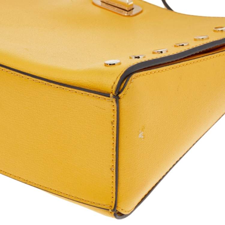 Pre Owned Michael Kors Yellow Leather Sylvie Crossbody Bag