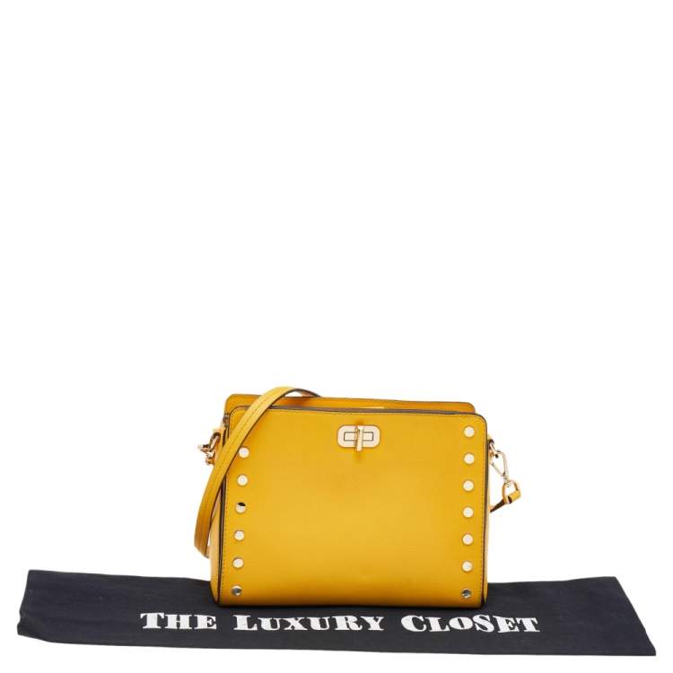 Pre Owned Michael Kors Yellow Leather Sylvie Crossbody Bag