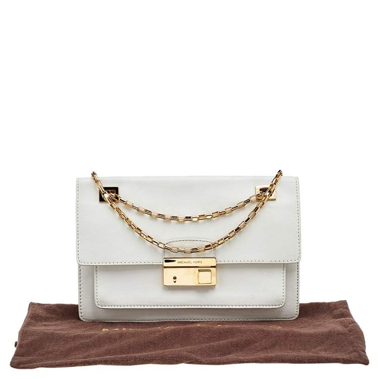 Pre Owned Michael Kors White Leather Medium Cece Shoulder Bag