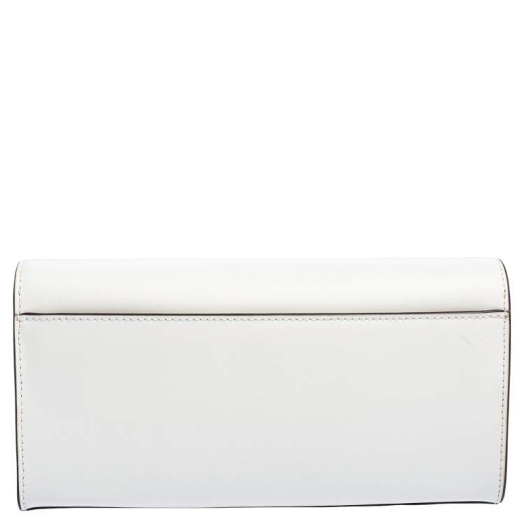 Pre Owned Michael Kors White Leather Mott Chain Clutch