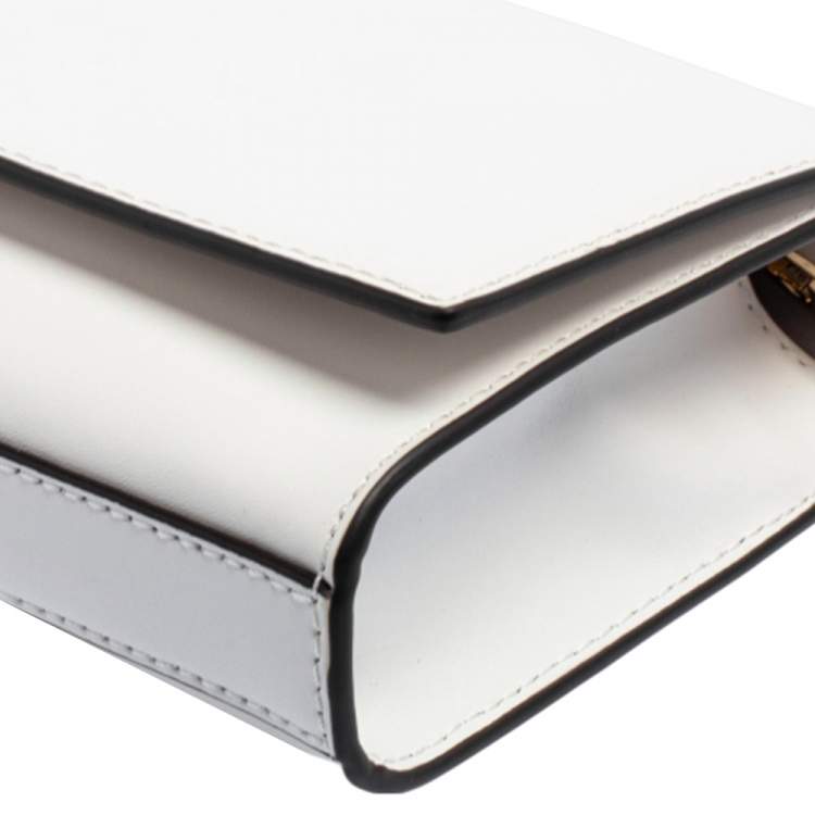 Pre Owned Michael Kors White Leather Mott Chain Clutch