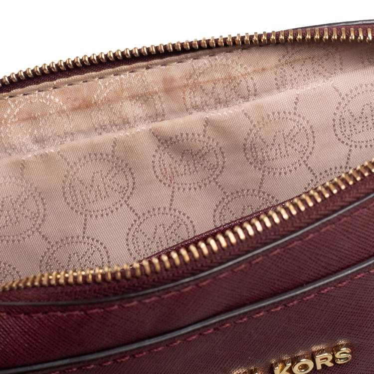 Pre Owned Michael Kors Burgundy Leather Camera Crossbody Bag