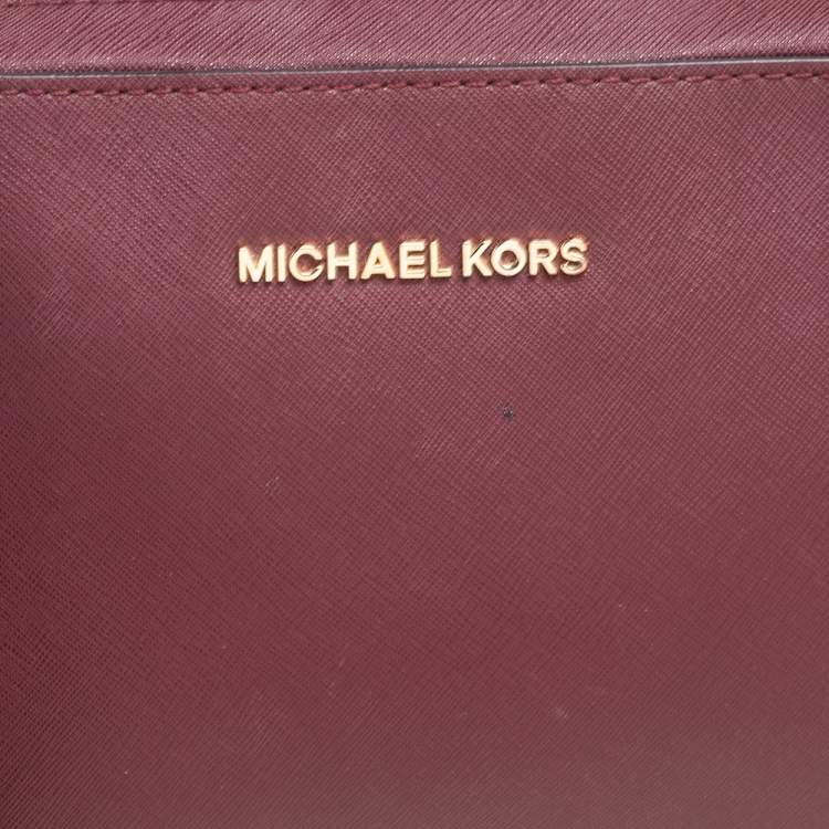 Pre Owned Michael Kors Burgundy Leather Camera Crossbody Bag