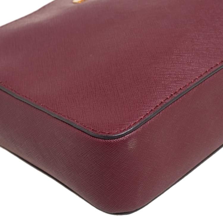 Pre Owned Michael Kors Burgundy Leather Camera Crossbody Bag