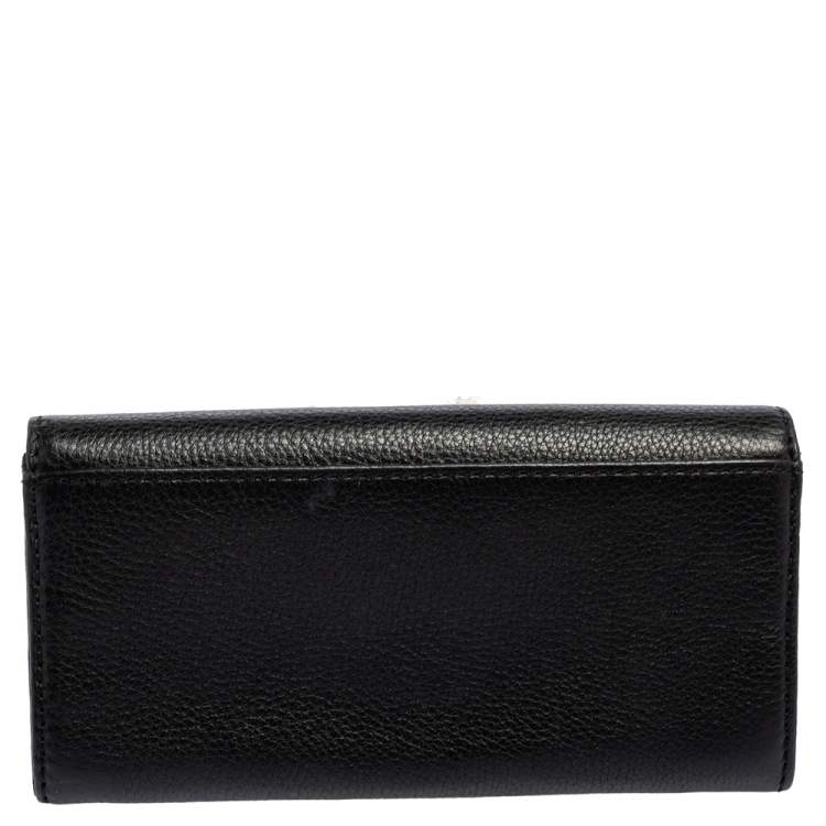 Pre Owned Michael Kors Black Grained Leather Fulton Flap Continental Wallet