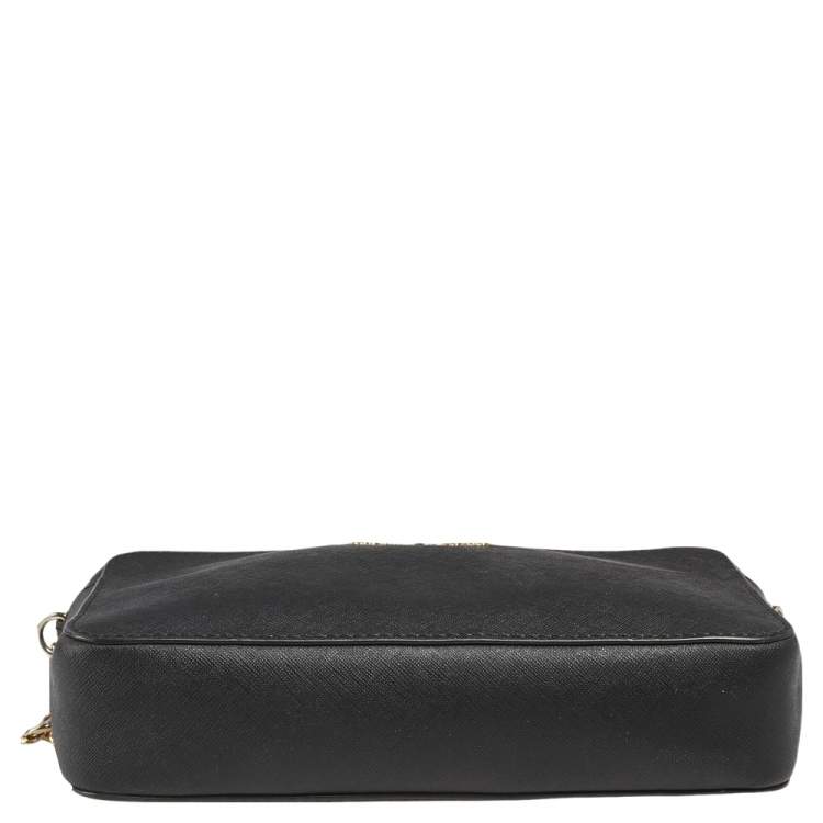Pre Owned Michael Kors Black Saffiano Leather Jet Set Camera Crossbody Bag