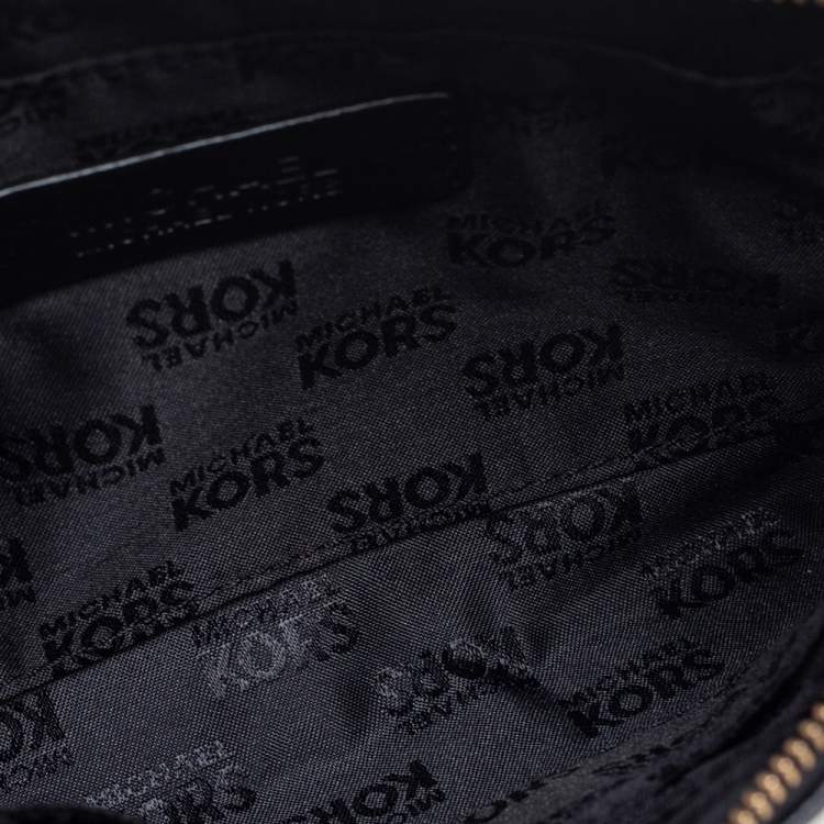 Pre Owned Michael Kors Black Leather Jet Set Wristlet Pouch