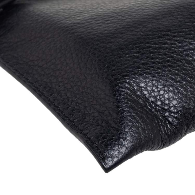 Pre Owned Michael Kors Black Leather Jet Set Wristlet Pouch