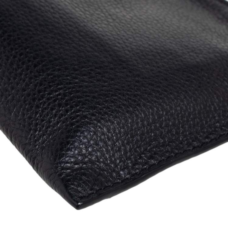 Pre Owned Michael Kors Black Leather Jet Set Wristlet Pouch