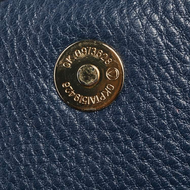 Pre Owned Michael Kors Blue Leather Jet Set Flap Crossbody Bag