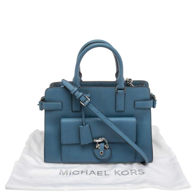 مملوكة مسبقًا MICHAEL Michael Kors Blue Saffiano Leather Large Emma Satchel