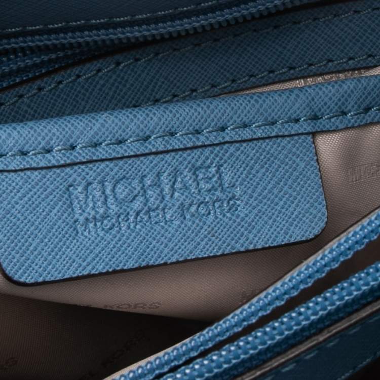 مملوكة مسبقًا MICHAEL Michael Kors Blue Saffiano Leather Large Emma Satchel