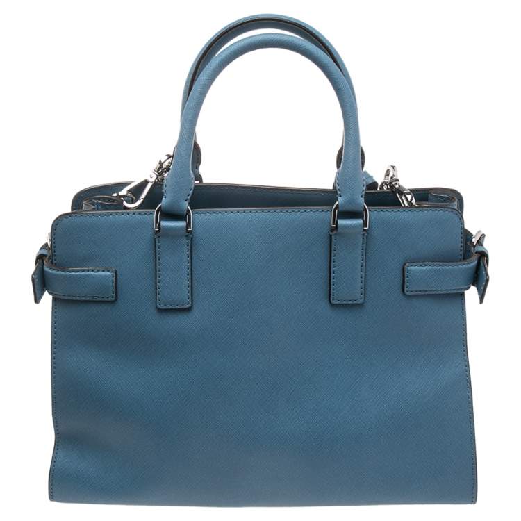 مملوكة مسبقًا MICHAEL Michael Kors Blue Saffiano Leather Large Emma Satchel
