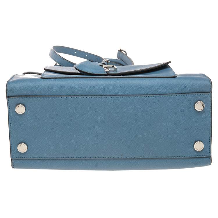 مملوكة مسبقًا MICHAEL Michael Kors Blue Saffiano Leather Large Emma Satchel