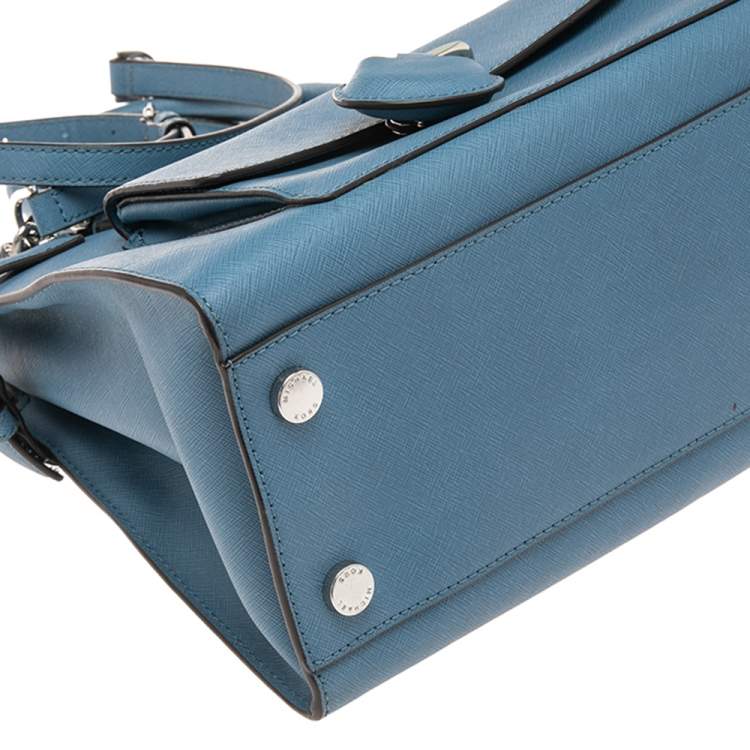 مملوكة مسبقًا MICHAEL Michael Kors Blue Saffiano Leather Large Emma Satchel