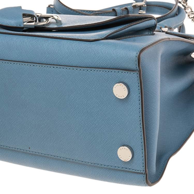 مملوكة مسبقًا MICHAEL Michael Kors Blue Saffiano Leather Large Emma Satchel