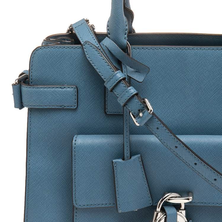 مملوكة مسبقًا MICHAEL Michael Kors Blue Saffiano Leather Large Emma Satchel