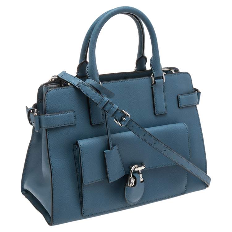 مملوكة مسبقًا MICHAEL Michael Kors Blue Saffiano Leather Large Emma Satchel