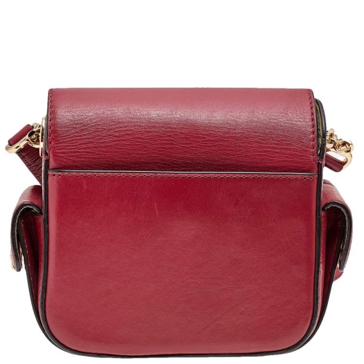 Pre Owned Michael Michael Kors Red Leather Scout Camera Crossbody Bag