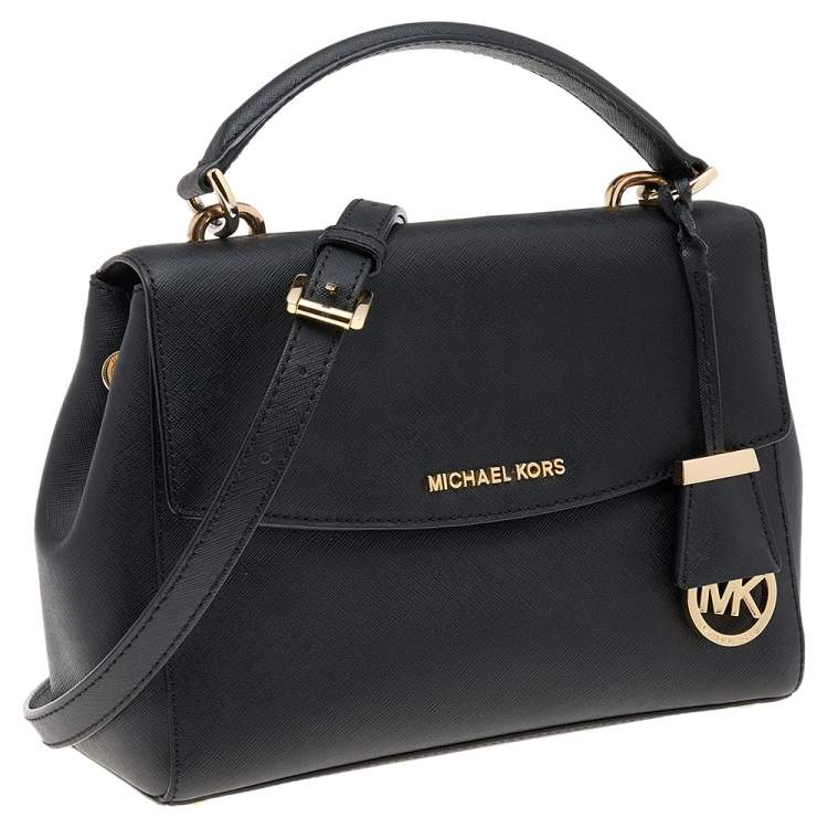 Pre Owned Michael Kors Black Leather Small Ava Top Handle Bag