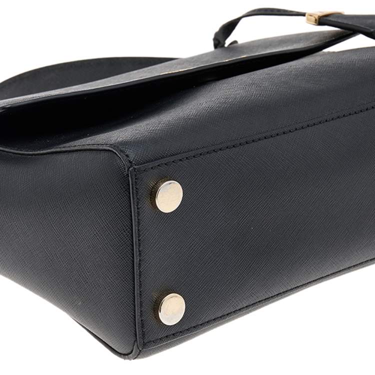 Pre Owned Michael Kors Black Leather Small Ava Top Handle Bag