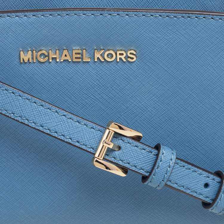 Pre Owned Michael Kors Light Blue Leather Mini Selma Crossbody Bag