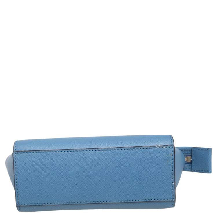Pre Owned Michael Kors Light Blue Leather Mini Selma Crossbody Bag