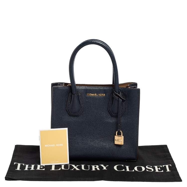 Pre Owned Michael Kors Blue Leather Mini Mercer Tote
