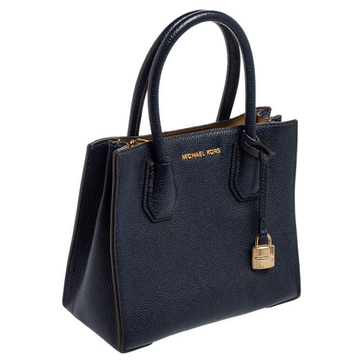 Pre Owned Michael Kors Blue Leather Mini Mercer Tote