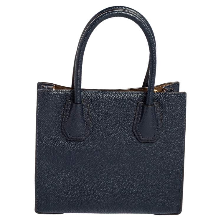 Pre Owned Michael Kors Blue Leather Mini Mercer Tote