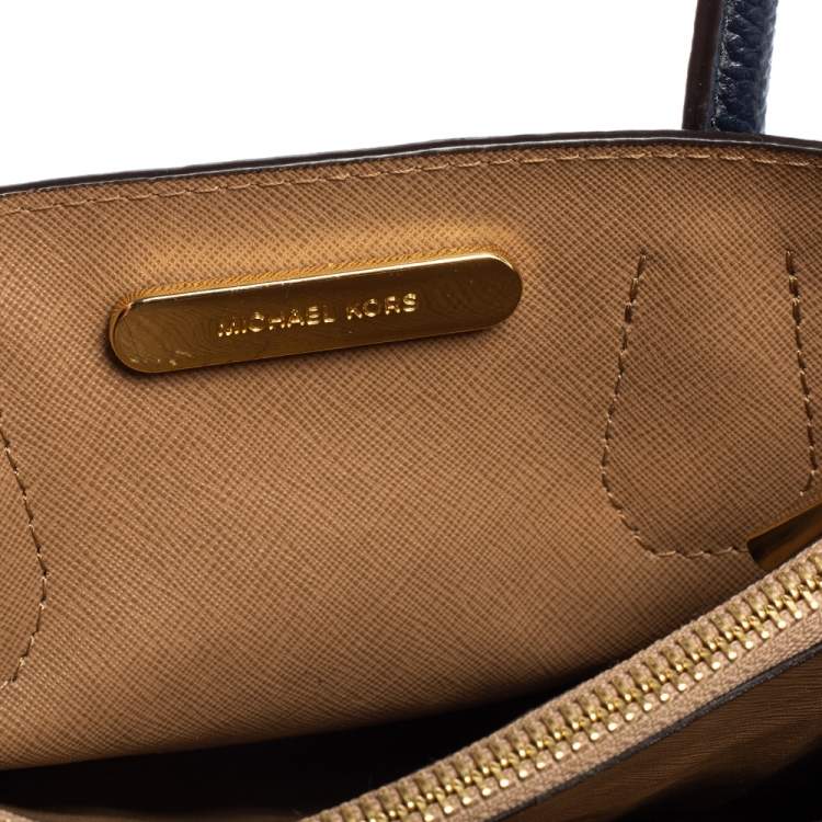 Pre Owned Michael Kors Blue Leather Mini Mercer Tote