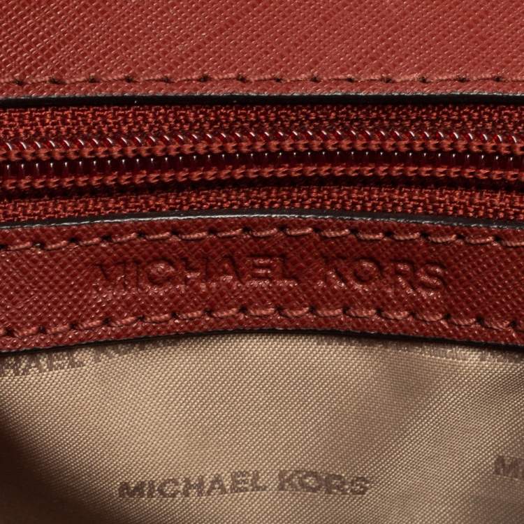 Pre Owned Michael Kors Dark Red Leather Extra Small Ava Top Handle Bag