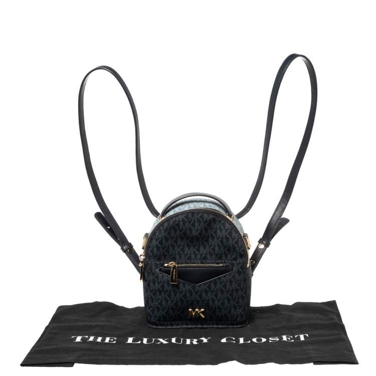 Pre Owned Michael Kors Blue Signature Coated Canvas and Leather Jessa Small Convertible Backpack