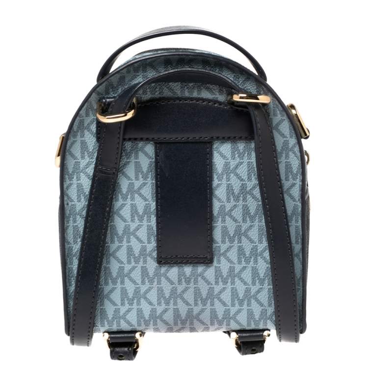 Pre Owned Michael Kors Blue Signature Coated Canvas and Leather Jessa Small Convertible Backpack
