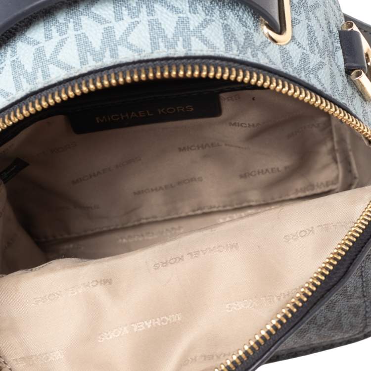Pre Owned Michael Kors Blue Signature Coated Canvas and Leather Jessa Small Convertible Backpack