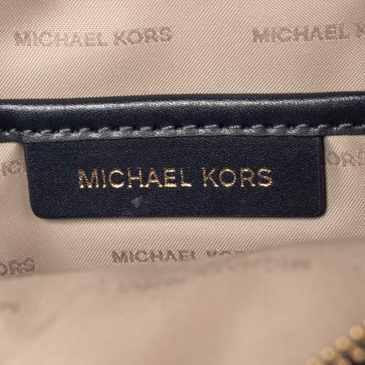 Pre Owned Michael Kors Blue Signature Coated Canvas and Leather Jessa Small Convertible Backpack