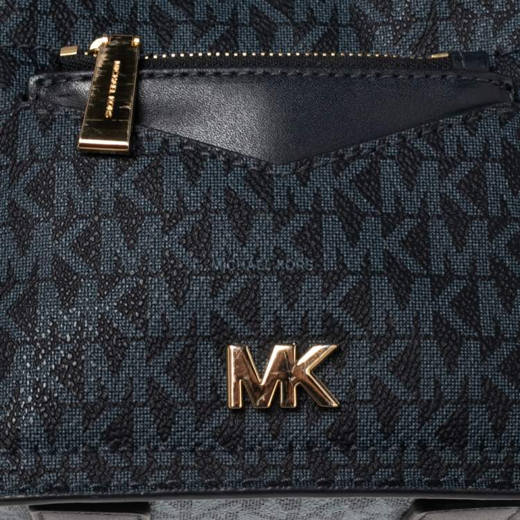 Pre Owned Michael Kors Blue Signature Coated Canvas and Leather Jessa Small Convertible Backpack