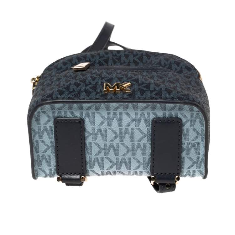 Pre Owned Michael Kors Blue Signature Coated Canvas and Leather Jessa Small Convertible Backpack