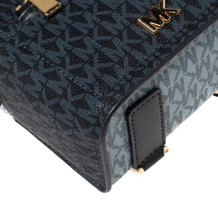 Pre Owned Michael Kors Blue Signature Coated Canvas and Leather Jessa Small Convertible Backpack