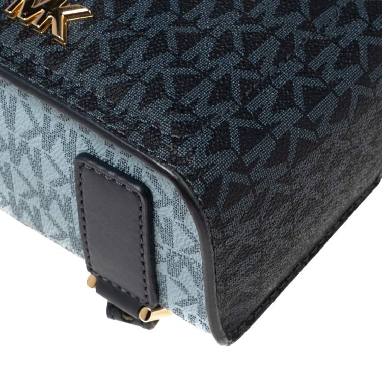 Pre Owned Michael Kors Blue Signature Coated Canvas and Leather Jessa Small Convertible Backpack