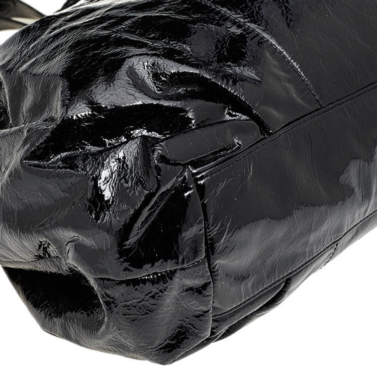 Pre Owned Michael Kors Black Patent Leather Chain Hobo