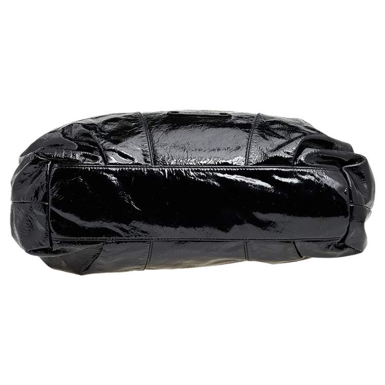 Pre Owned Michael Kors Black Patent Leather Chain Hobo