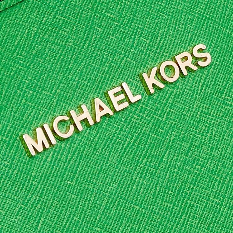 Pre Owned Michael Kors Green Leather Small Jet Set Travel Tote