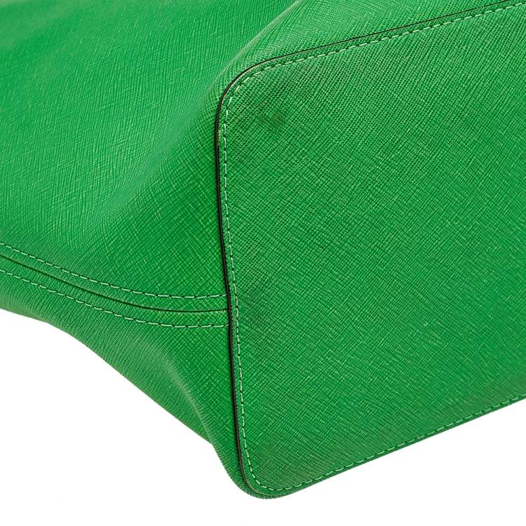 Pre Owned Michael Kors Green Leather Small Jet Set Travel Tote