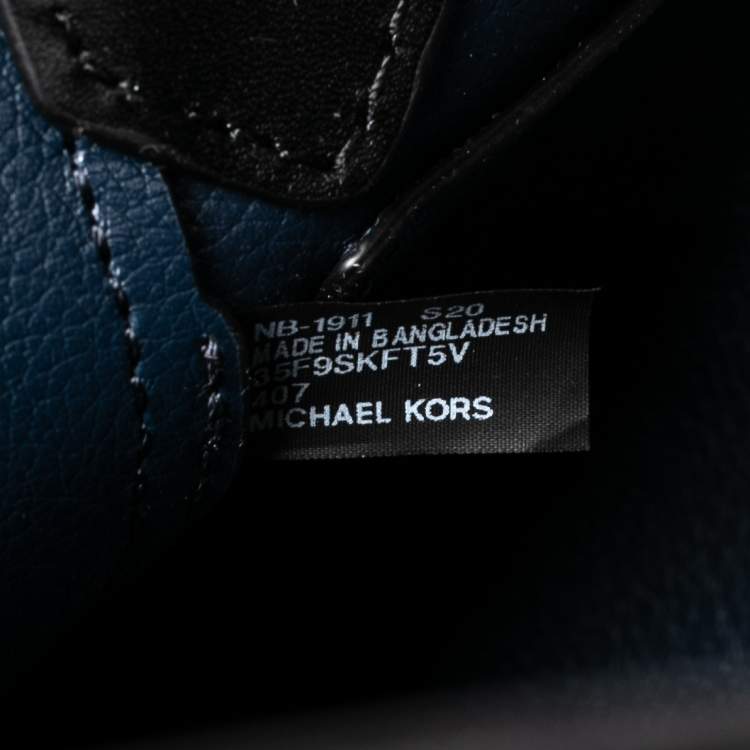 Pre Owned Michael Kors Blue Signature Canvas & Leather Kimberly Tote