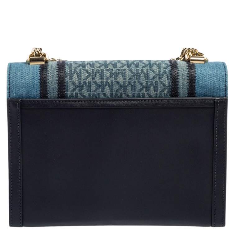 Pre Owned Michael Kors Blue Denim and Leather Whitney Shoulder Bag