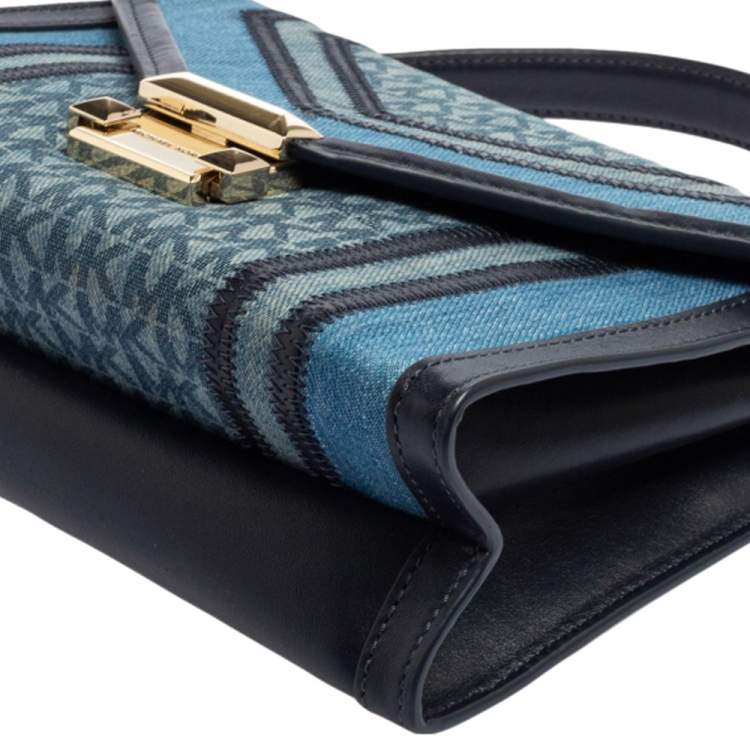 Pre Owned Michael Kors Blue Denim and Leather Whitney Shoulder Bag