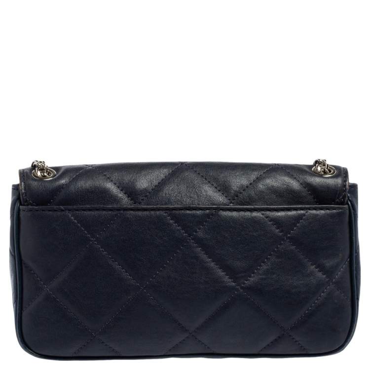 Pre Owned Michael Kors Navy Blue Quilted Leather Hamilton Chain Shoulder Bag