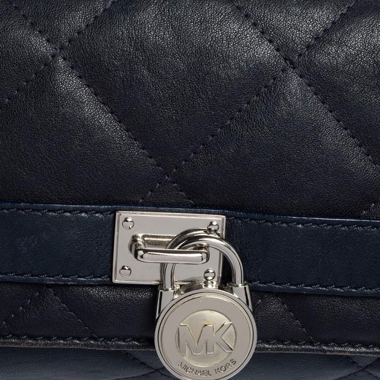 Pre Owned Michael Kors Navy Blue Quilted Leather Hamilton Chain Shoulder Bag